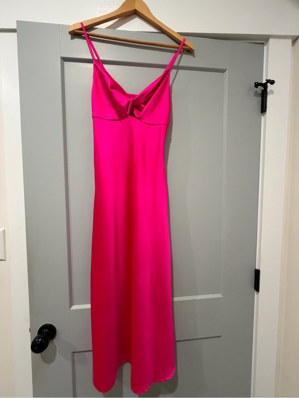 Versona Hot Pink Satin Midi Slip Dress Small